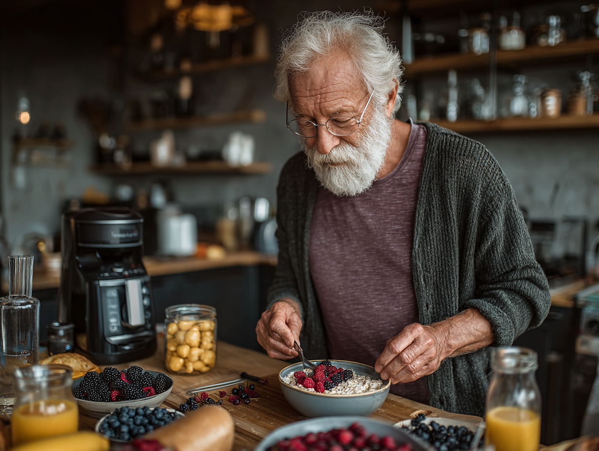 Ilustração de ingredientes frescos organizados numa cozinha